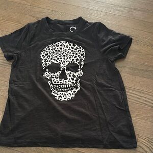 Black Shirt with Leopard Skull Design